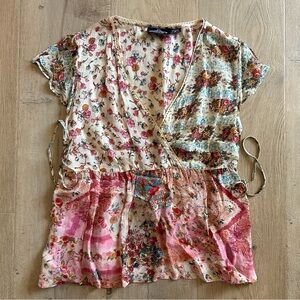 Angie Floral Cape Sleeve Blouse